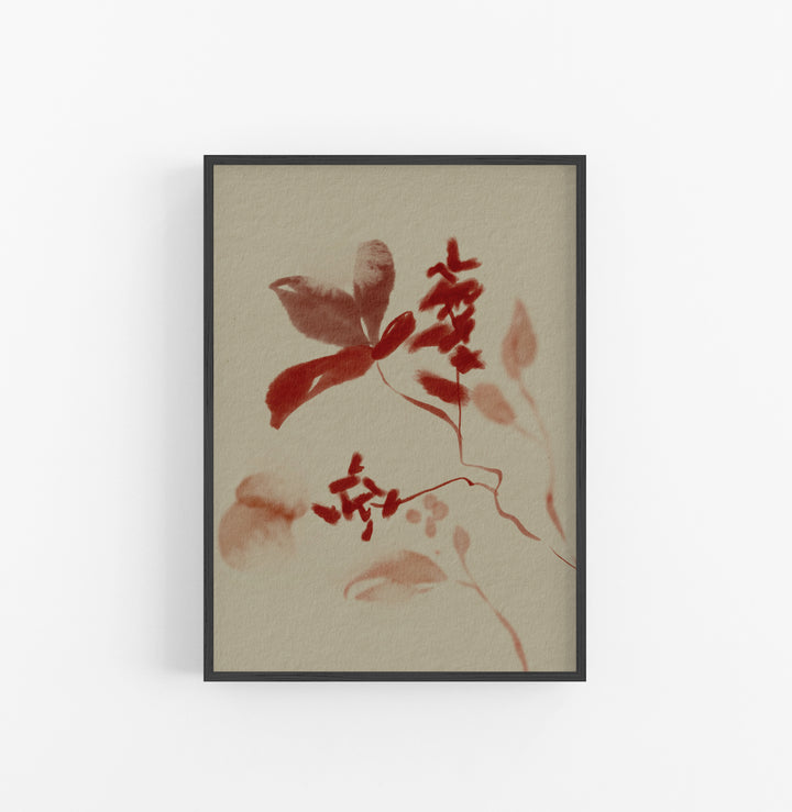 Cuadro con Marco Casual Ethnic Floral Acuarela Rojo Beige