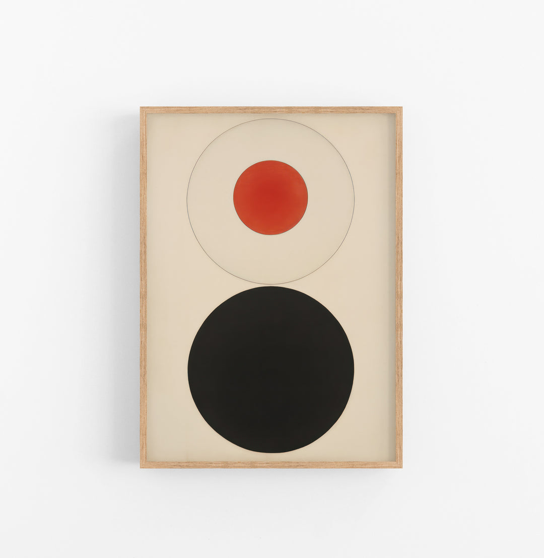 Cuadro con Marco Eclectic Minimalista Circulos Rojo Negro