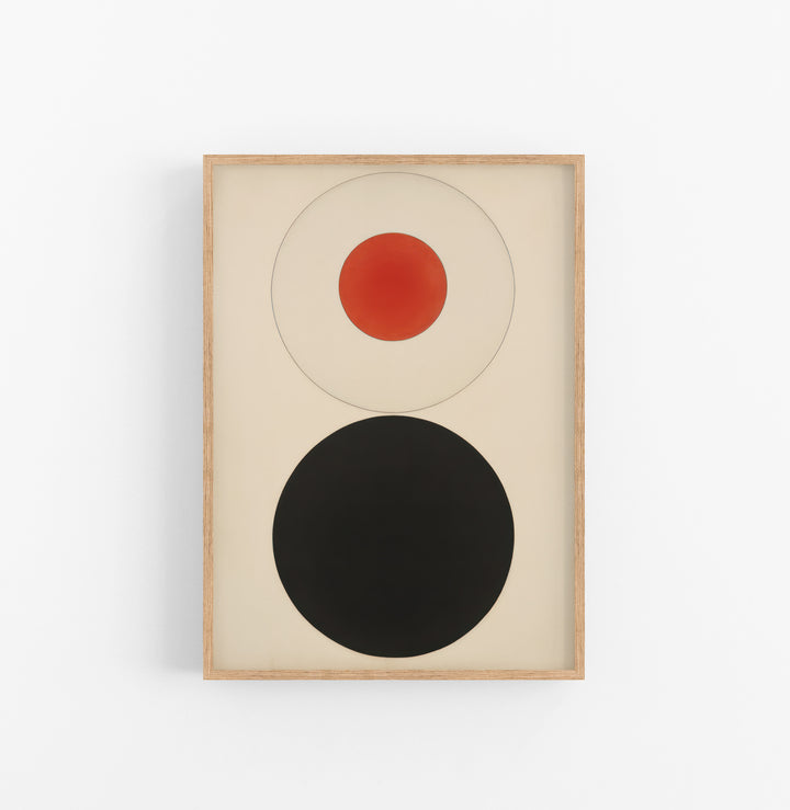 Cuadro con Marco Eclectic Minimalista Circulos Rojo Negro