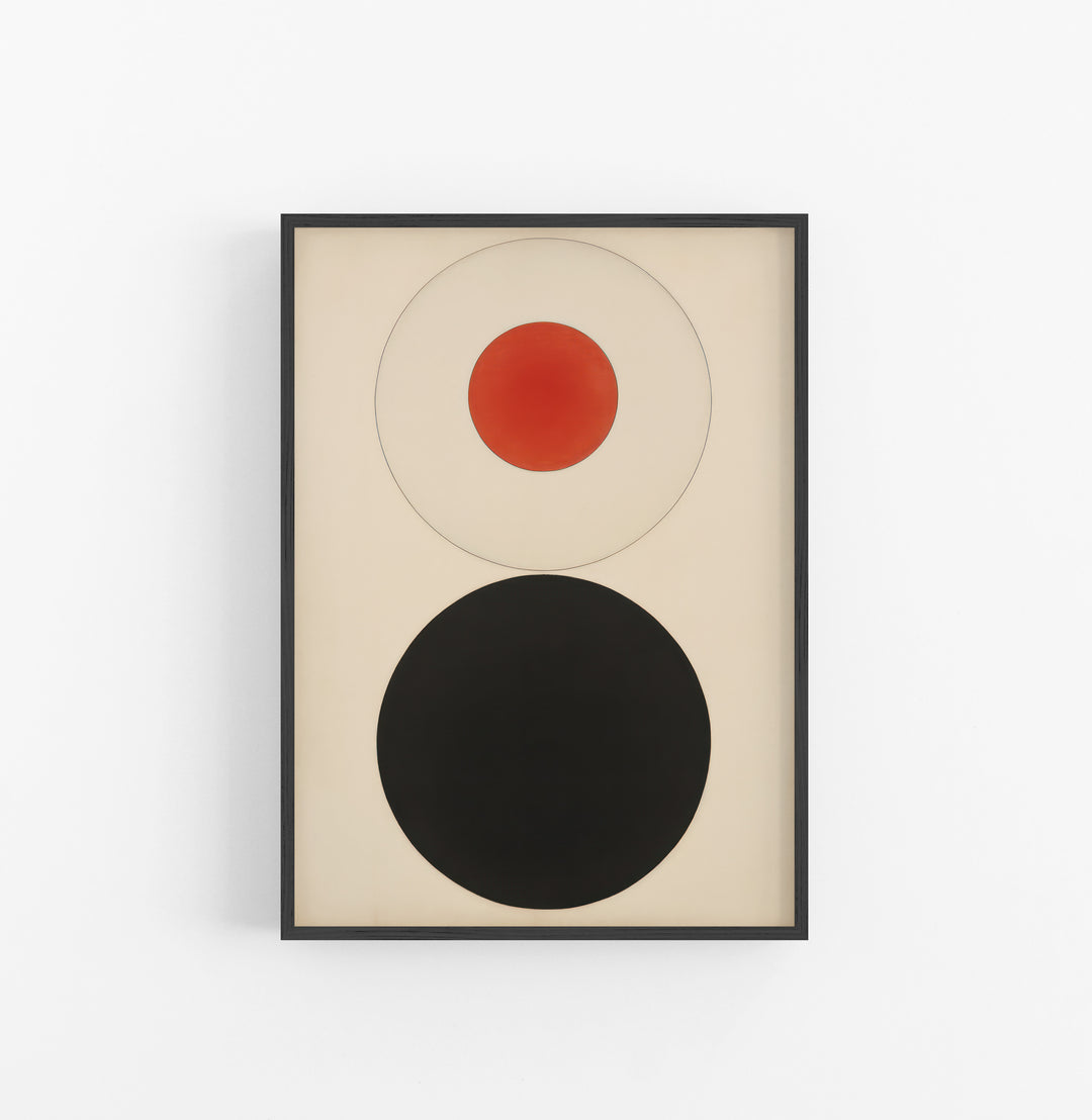 Cuadro con Marco Eclectic Minimalista Circulos Rojo Negro