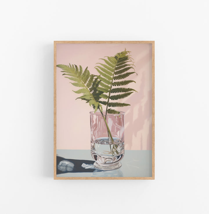 Cuadro con Marco Eclectic Minimalista Hojas Verde Rosa