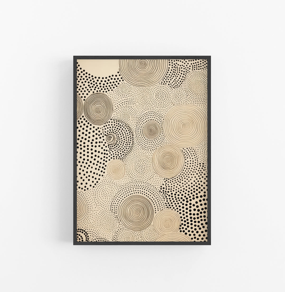 Cuadro con Marco Eclectic Puntillismo Abstracto Beige Negro