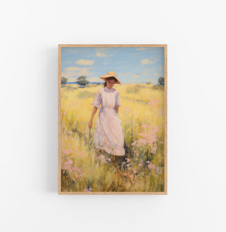 Cuadro con Marco Eclectic Paisaje Campo Floral Amapolas Amarillo