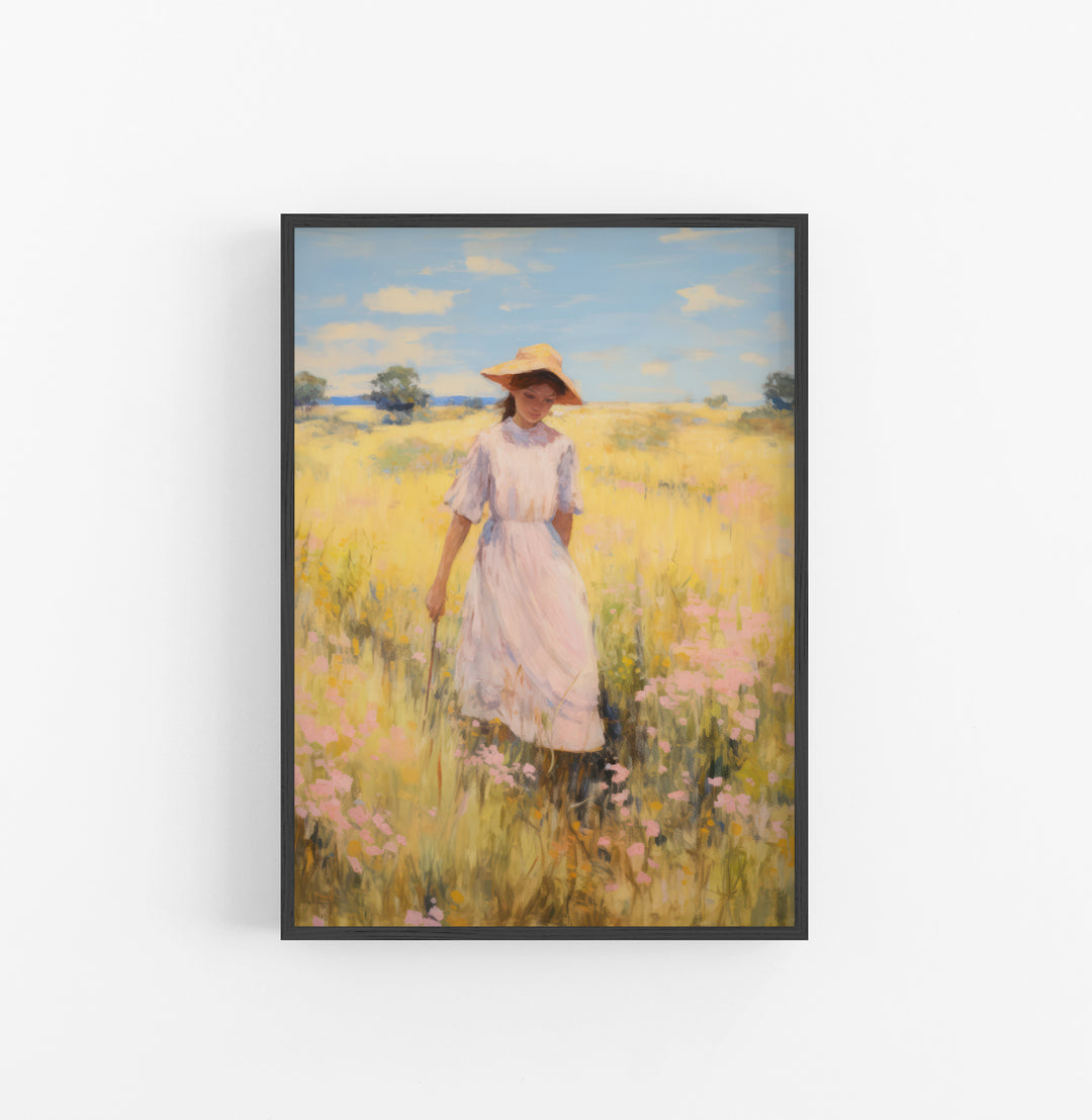 Cuadro con Marco Eclectic Paisaje Campo Floral Amapolas Amarillo