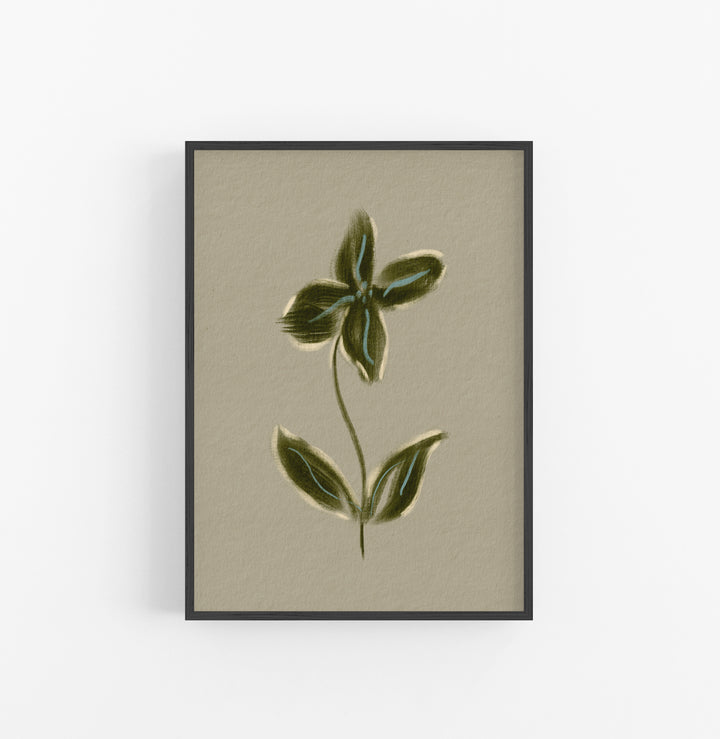 Cuadro con Marco Casual Ethnic Floral Minimalista Verde Azul