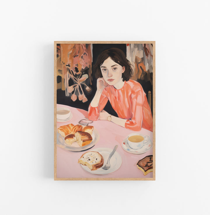 Cuadro con Marco Eclectic Pinceladas Figurativo Naranja Rosa