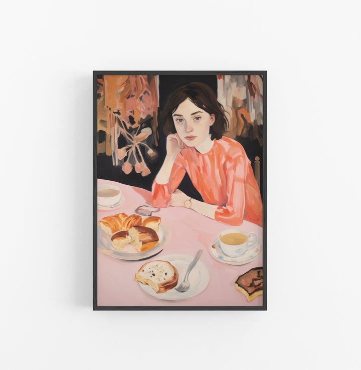 Cuadro con Marco Eclectic Pinceladas Figurativo Naranja Rosa