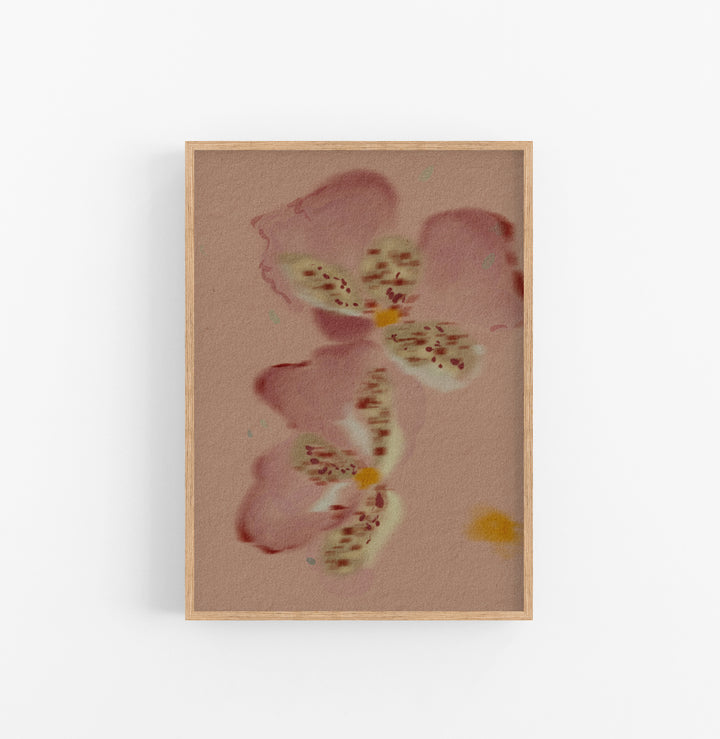 Cuadro con Marco Casual Ethnic Floral Pastel Rosado Beige