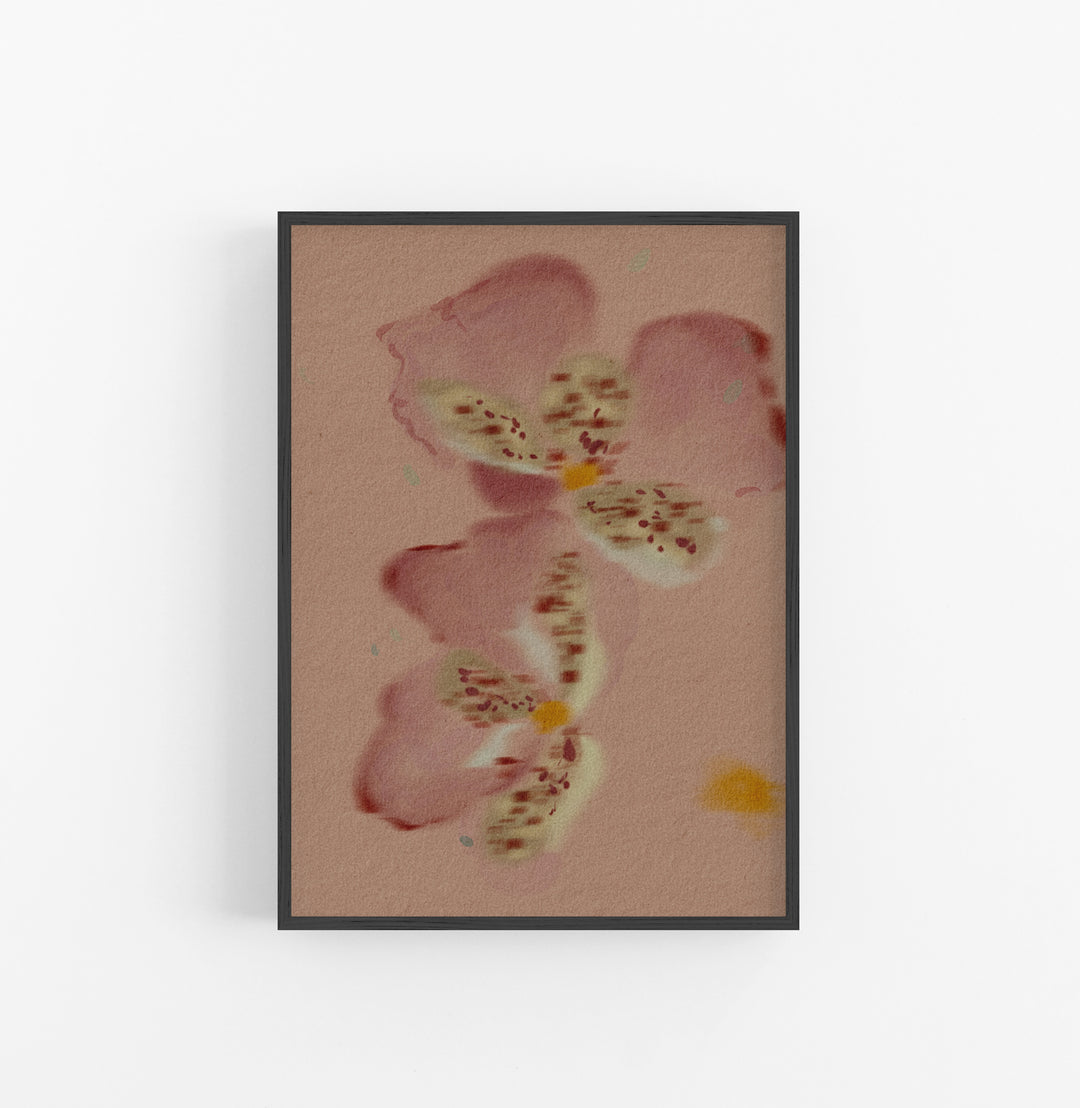 Cuadro con Marco Casual Ethnic Floral Pastel Rosado Beige