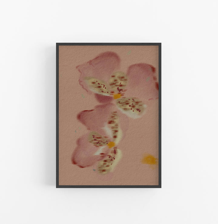 Cuadro con Marco Casual Ethnic Floral Pastel Rosado Beige