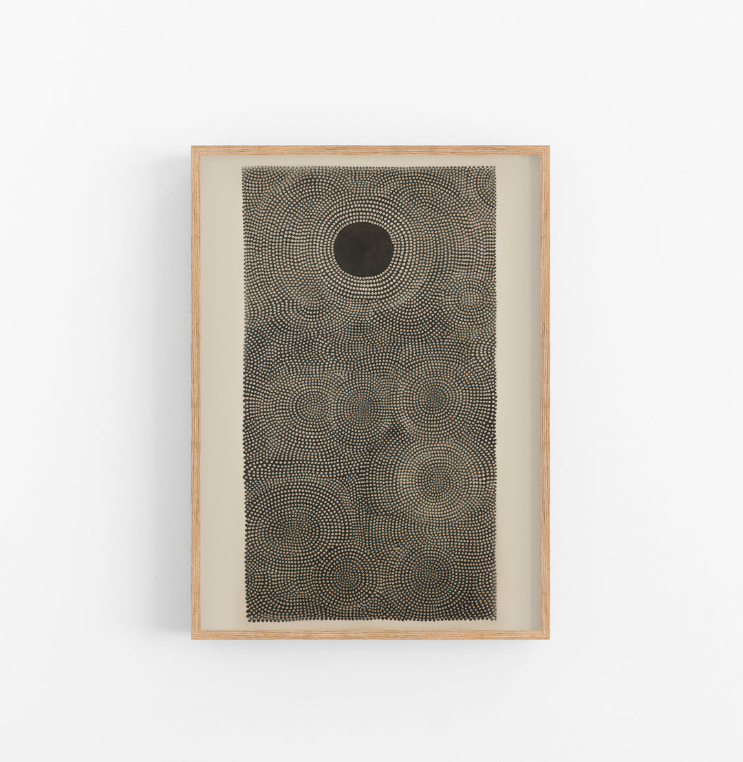 Cuadro con Marco Eclectic Puntillismo Circular Negro Beige