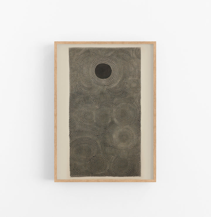 Cuadro con Marco Eclectic Puntillismo Circular Negro Beige