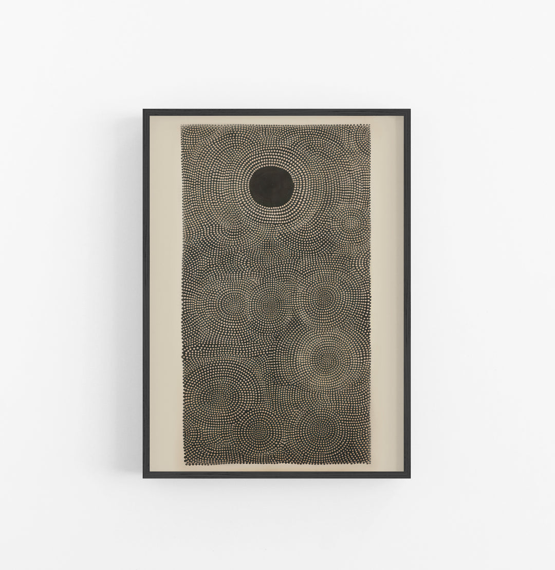 Cuadro con Marco Eclectic Puntillismo Circular Negro Beige
