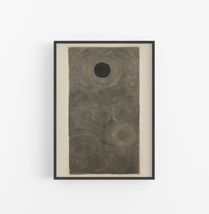 Cuadro con Marco Eclectic Puntillismo Circular Negro Beige