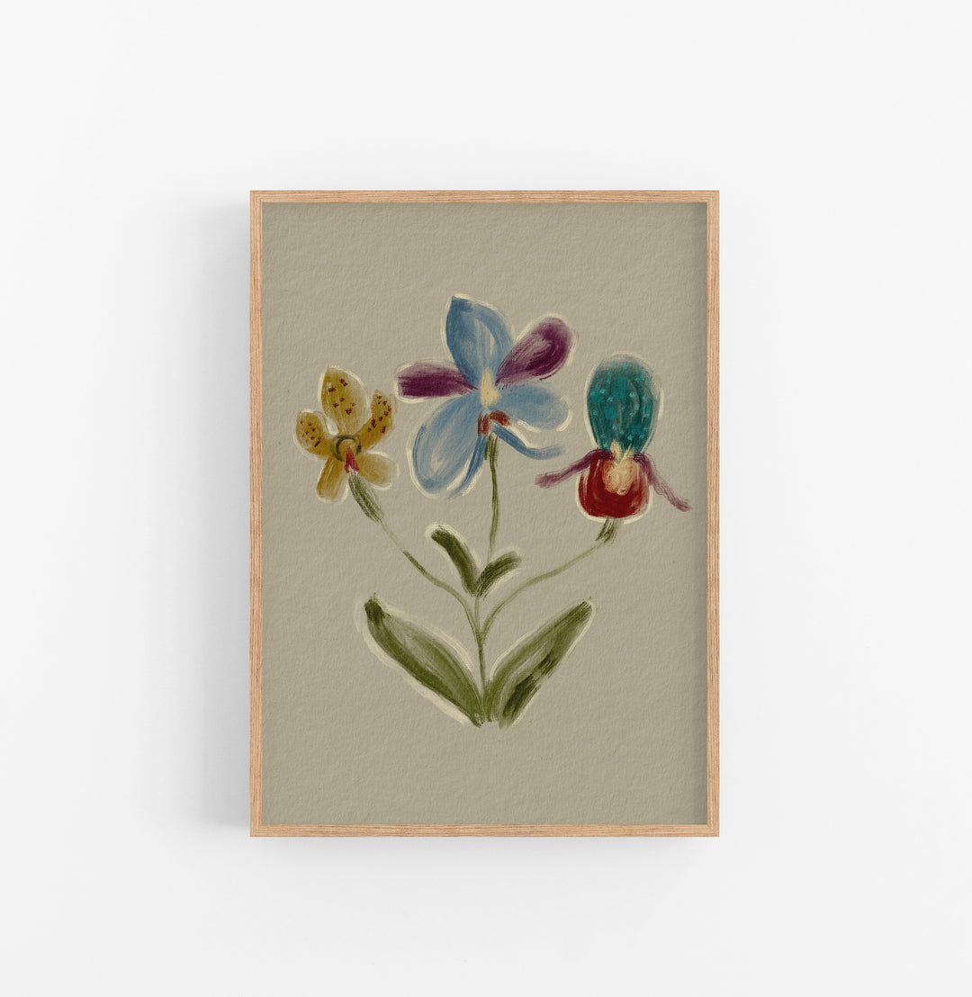 Cuadro con Marco Casual Ethnic Floral Pintura Acuarela Pastel