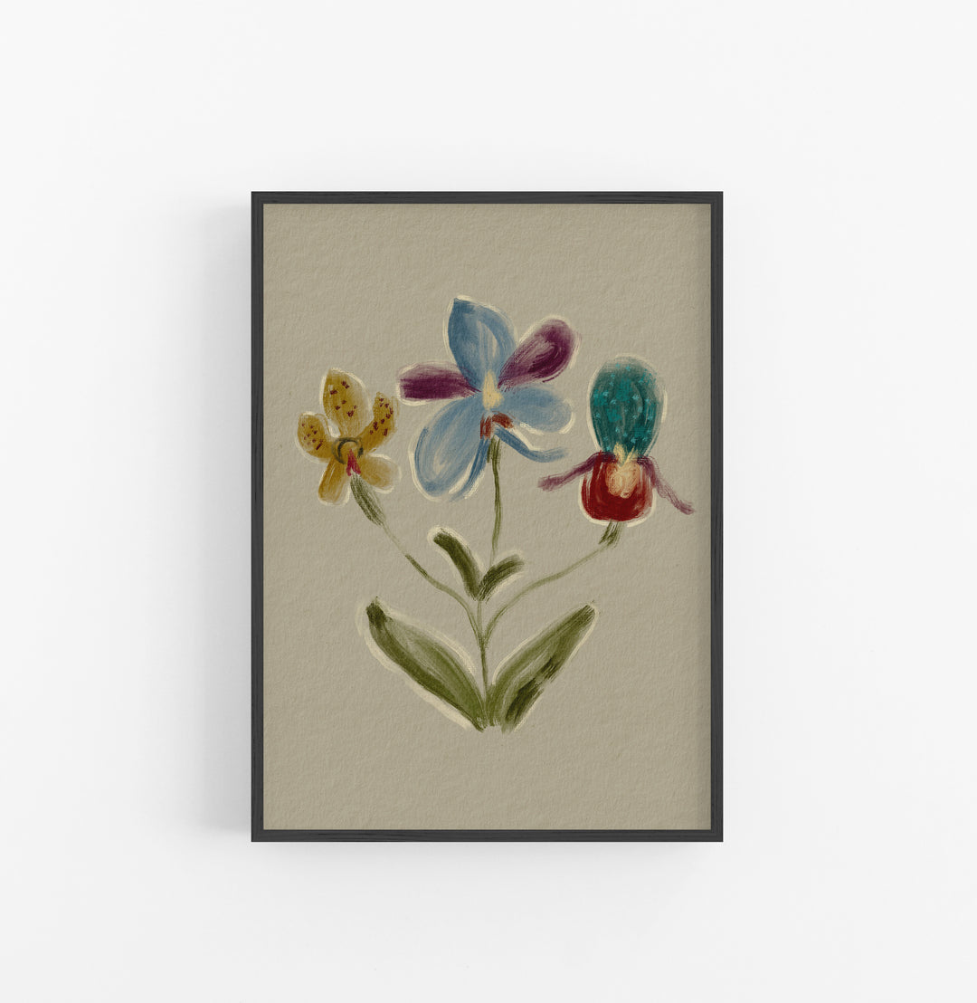 Cuadro con Marco Casual Ethnic Floral Pintura Acuarela Pastel