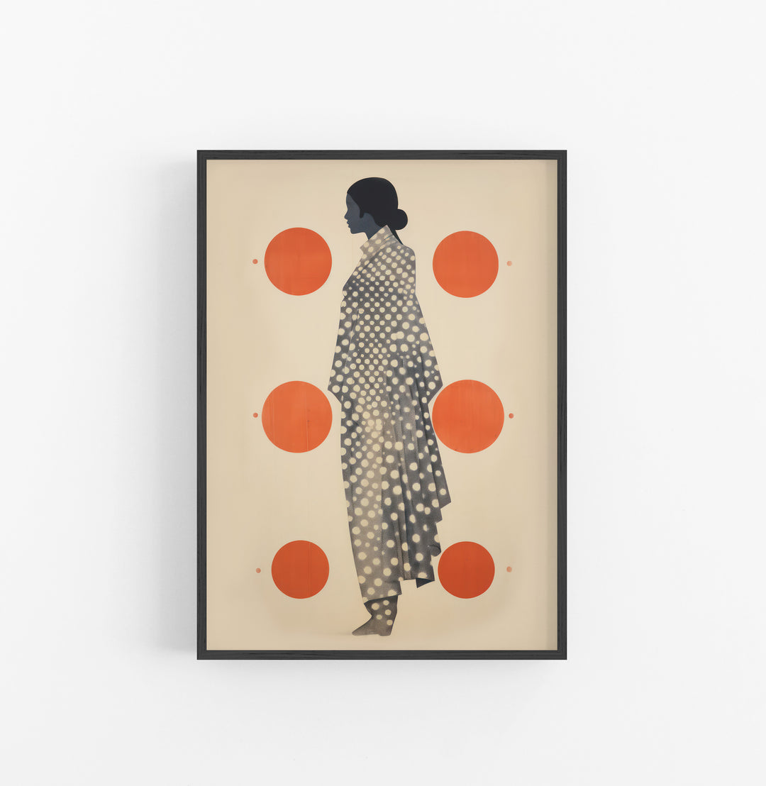 Cuadro con Marco Eclectic Puntitos Negro Beige Naranja Geometrico