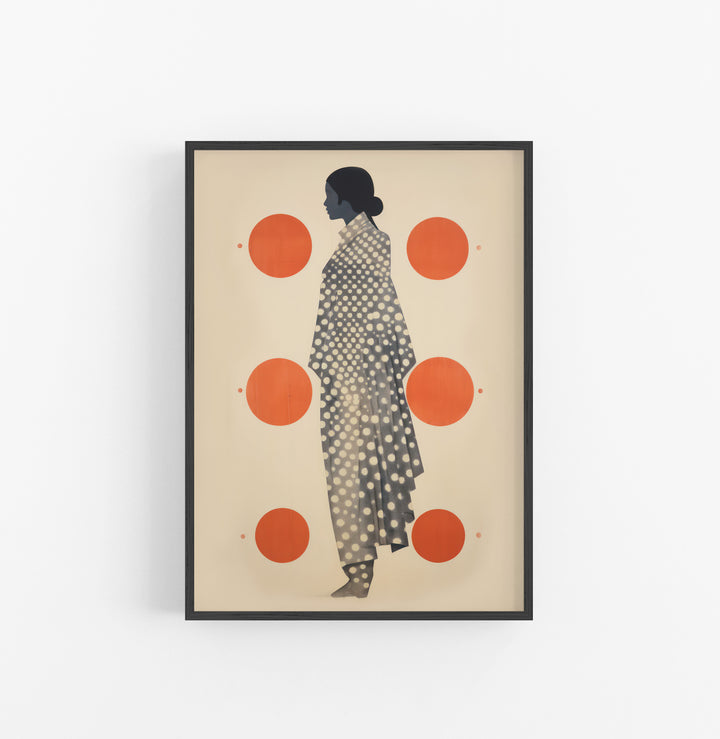 Cuadro con Marco Eclectic Puntitos Negro Beige Naranja Geometrico