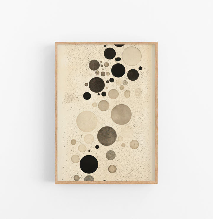 Cuadro con Marco Eclectic Puntos Circulos Negro Beige