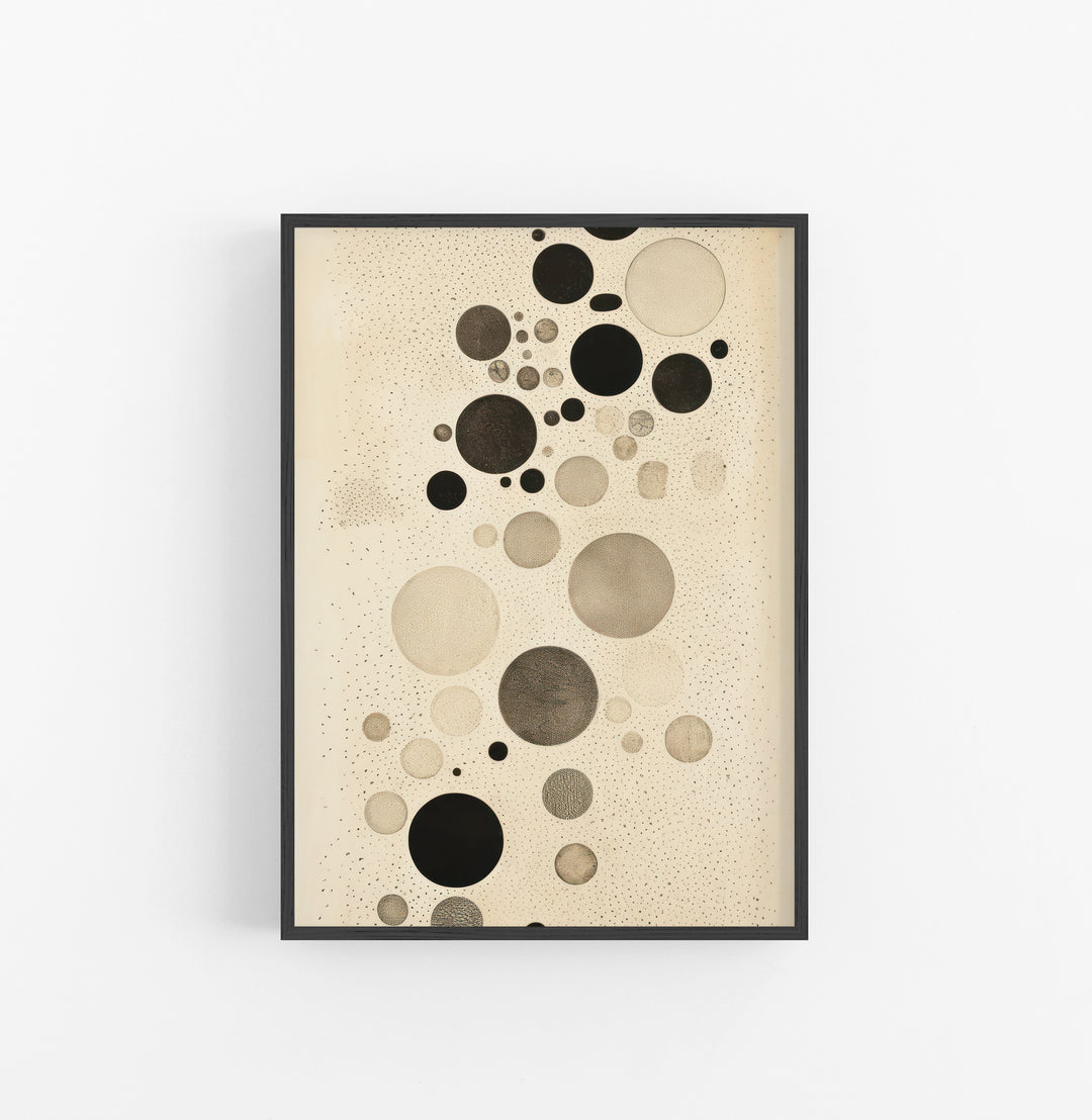 Cuadro con Marco Eclectic Puntos Circulos Negro Beige