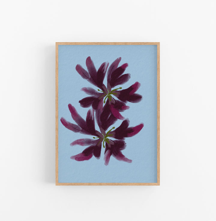 Cuadro con Marco Casual Ethnic Floral Pintura Azul Morado Verde