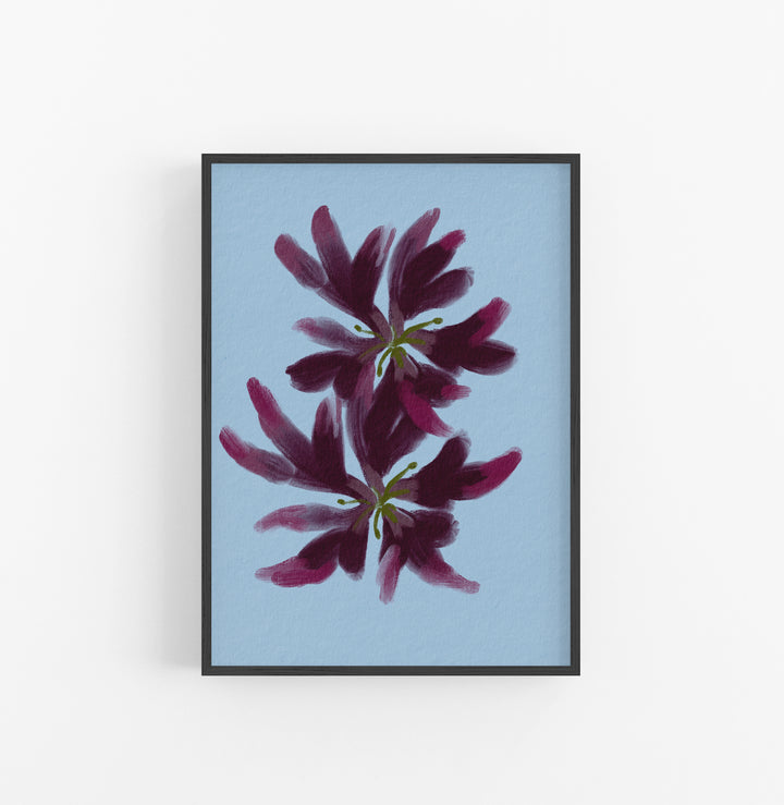 Cuadro con Marco Casual Ethnic Floral Pintura Azul Morado Verde
