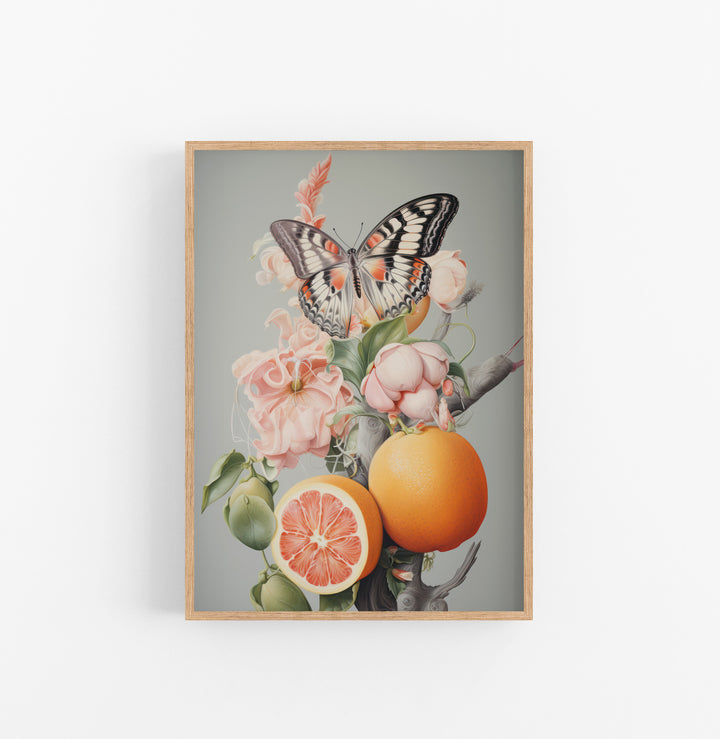 Cuadro con Marco Eclectic Realista Floral Frutas Naranja Rosa