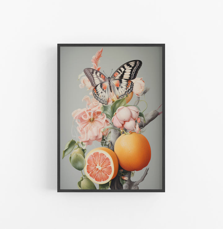Cuadro con Marco Eclectic Realista Floral Frutas Naranja Rosa