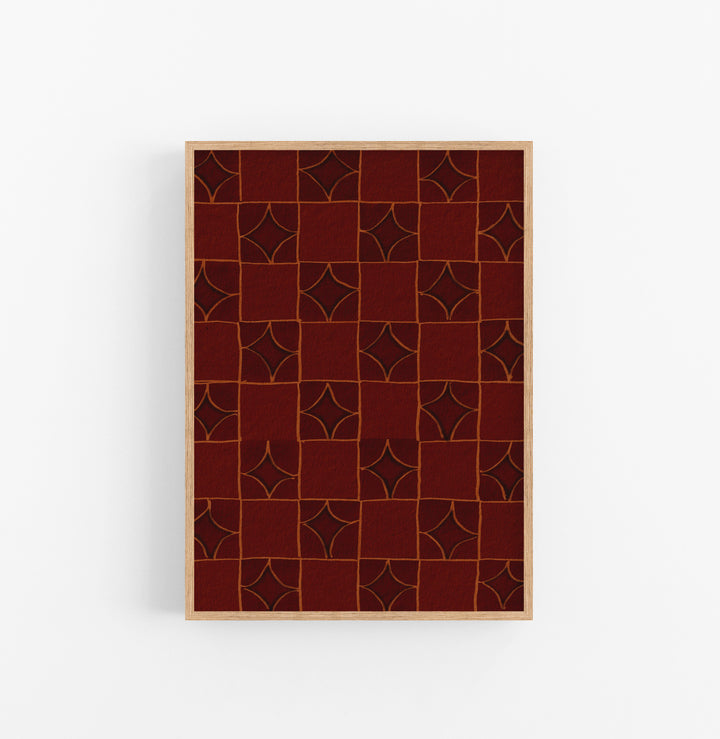 Cuadro con Marco Casual Ethnic Geometrico Marron Rojizo Ocre