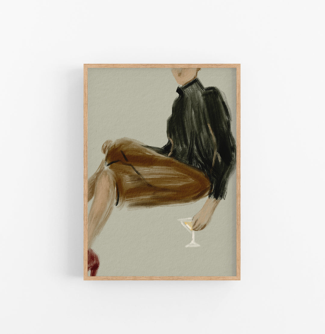 Cuadro con Marco Casual Ethnic Minimalista Figura Mujer Negro Marron