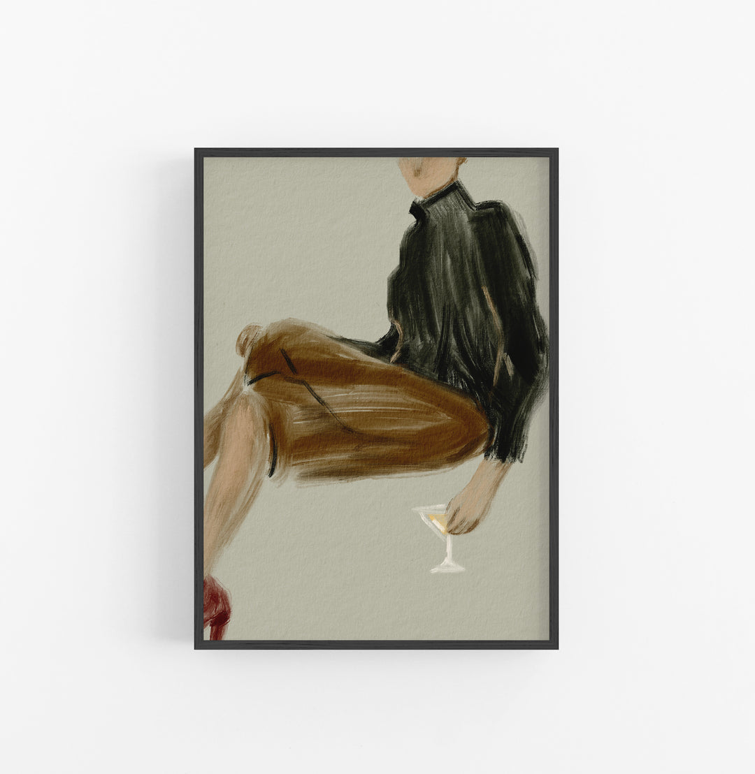 Cuadro con Marco Casual Ethnic Minimalista Figura Mujer Negro Marron
