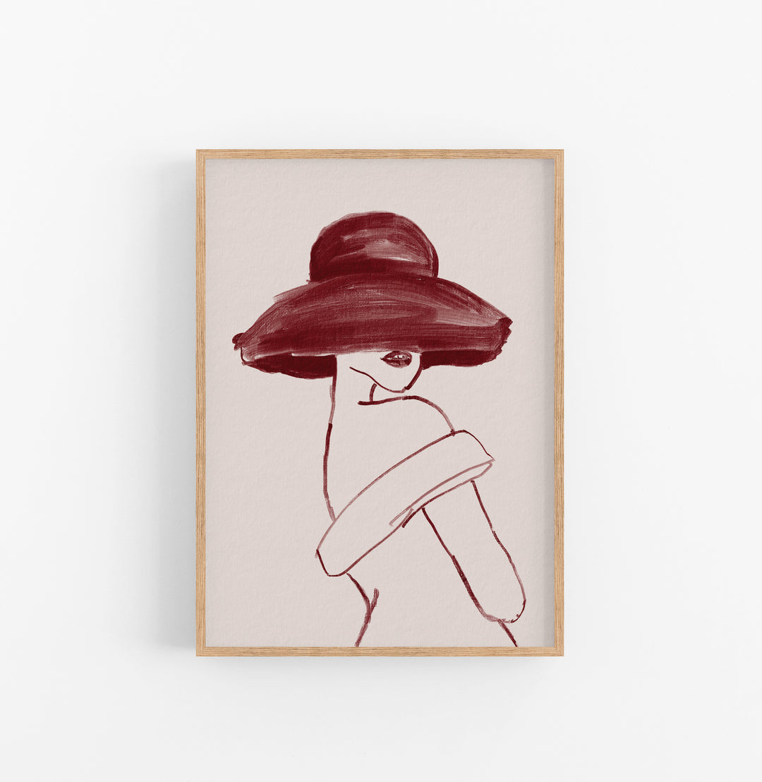 Cuadro con Marco Casual Ethnic Minimalista Mujer Sombre Granate