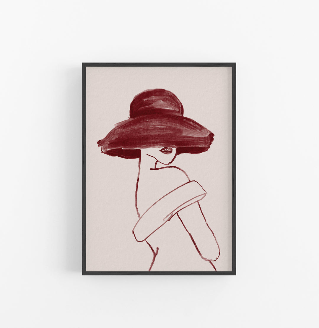 Cuadro con Marco Casual Ethnic Minimalista Mujer Sombre Granate