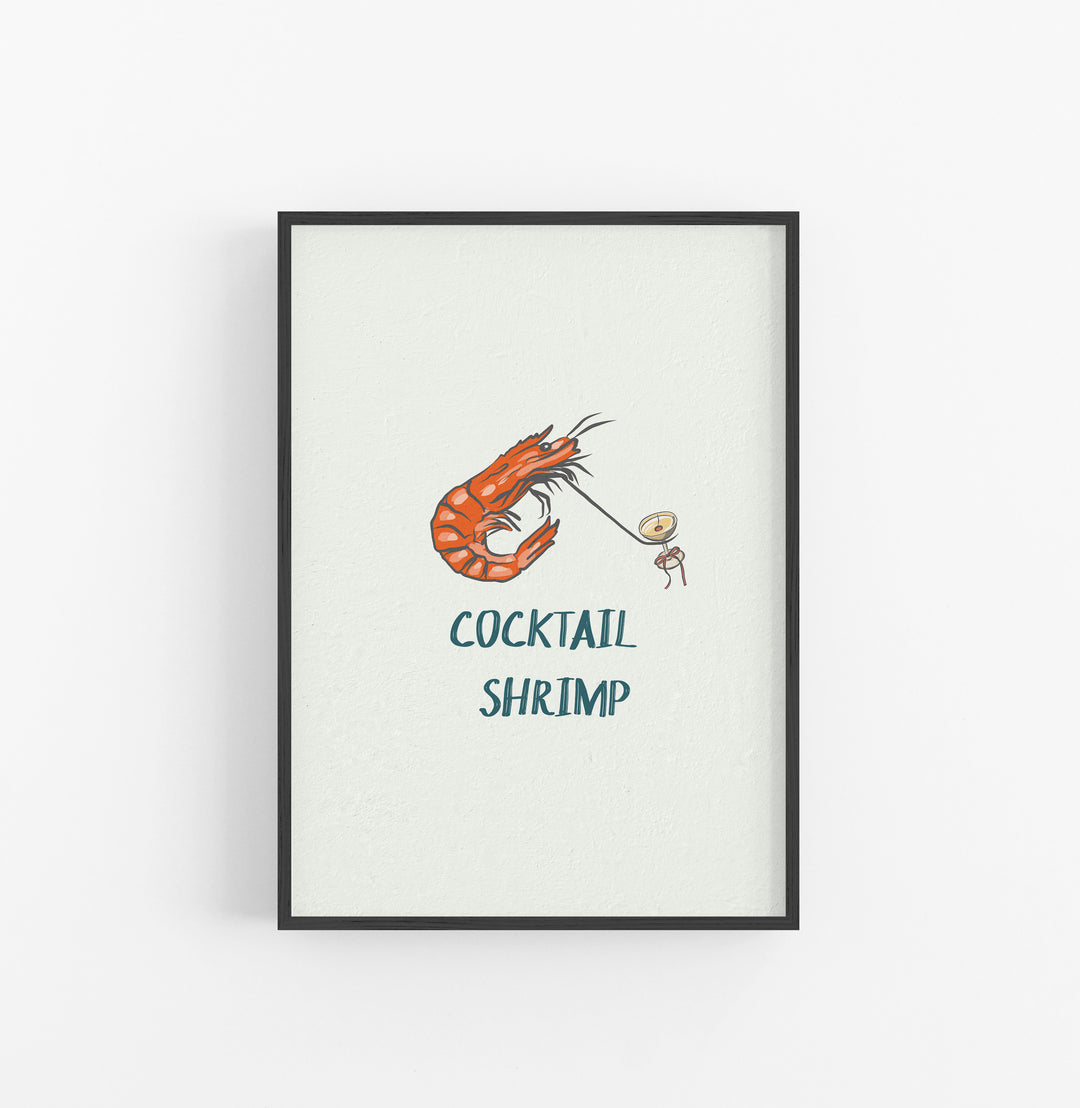 Cuadro Camaron Ilustracion Naranja Crema