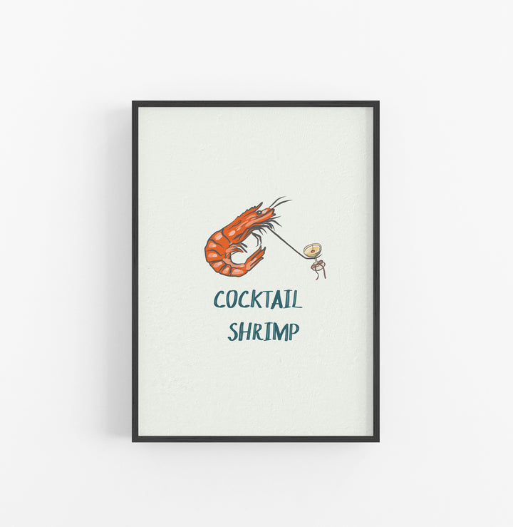 Cuadro Camaron Ilustracion Naranja Crema