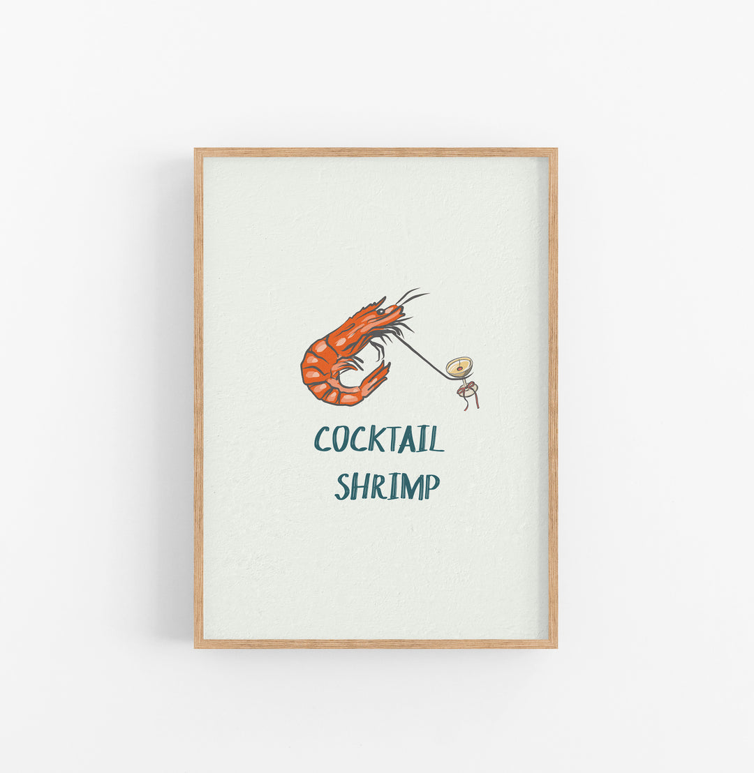 Cuadro Camaron Ilustracion Naranja Crema