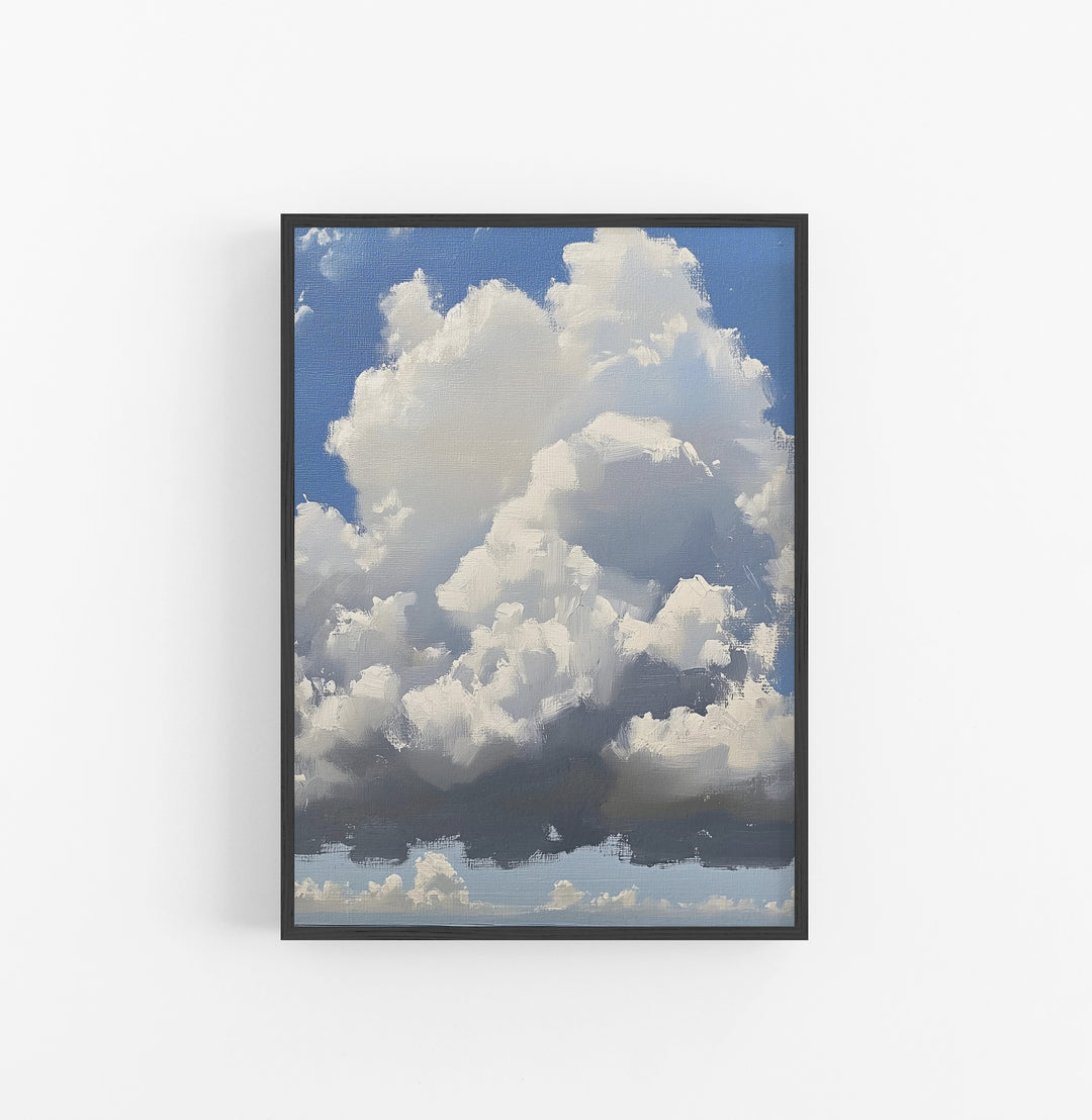 Cuadro Nubes Oleo Azul Blanco