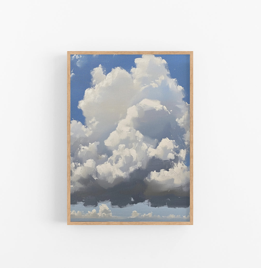 Cuadro Nubes Oleo Azul Blanco