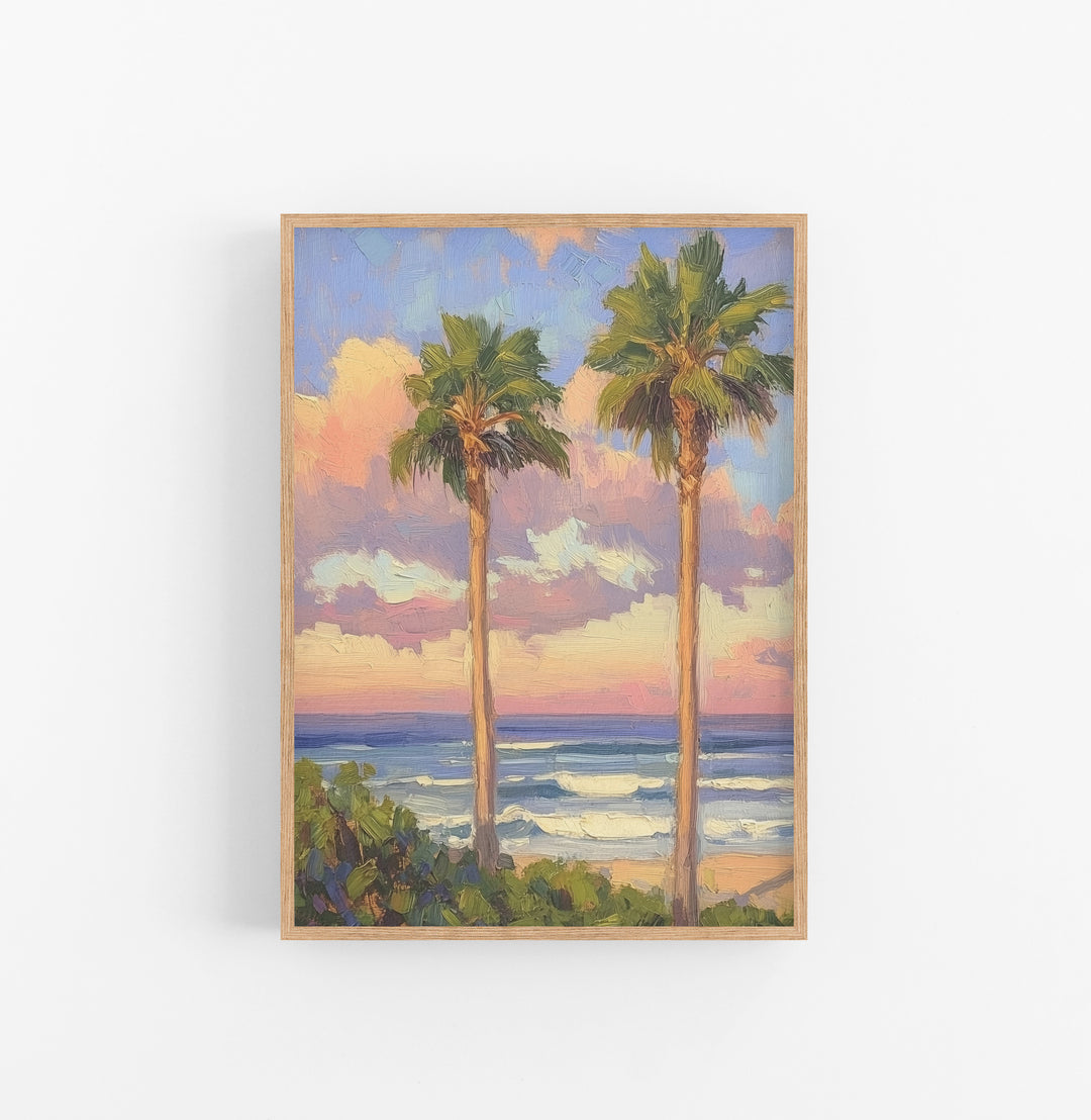 Cuadro Palmeras Paisaje Amanecer Azul Rosa