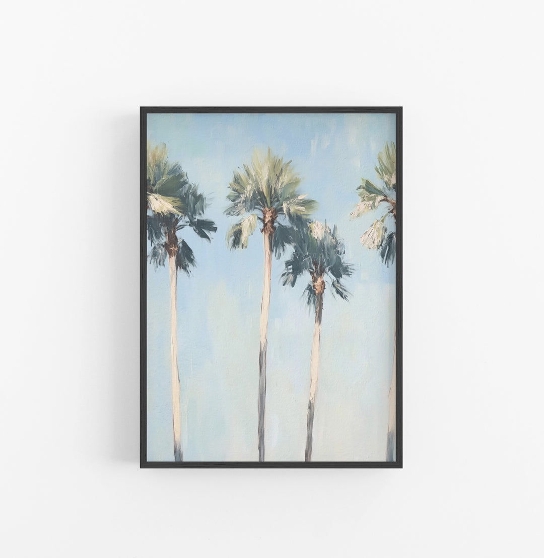 Cuadro Palmeras Pintura Impresionista Azul Verde