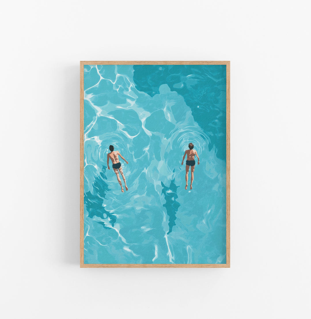Cuadro Piscina Personas Azul Claros Agua