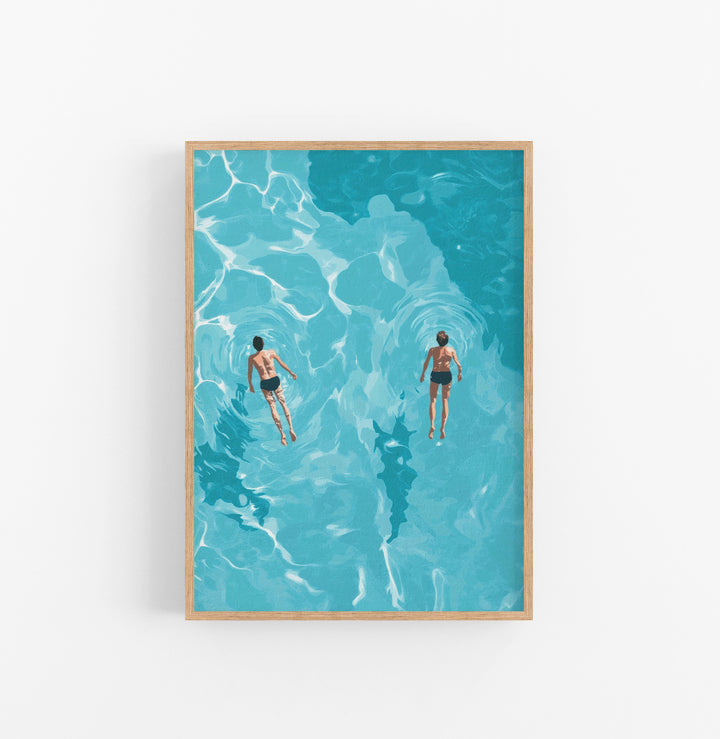 Cuadro Piscina Personas Azul Claros Agua