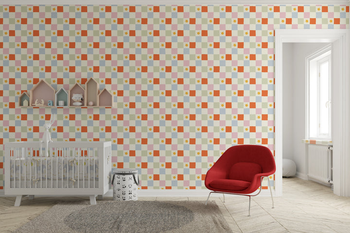 Papel pintado Cuadros Colores Pastel Estrellas Naranja M