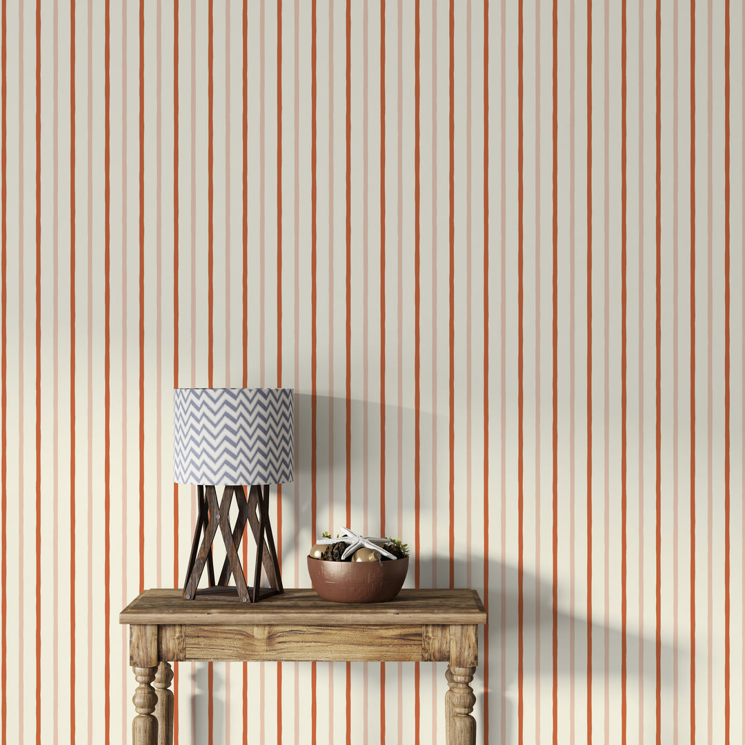 Papel pintado Rayas Irregulares Naranja Crema V2 M