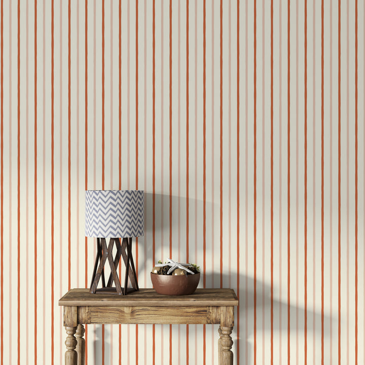 Papel pintado Rayas Irregulares Naranja Crema V2 M