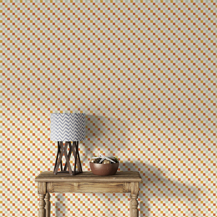 Papel pintado Cuadros Desordenados Naranja Ocre Verde M