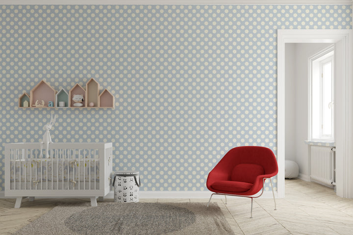 Papel pintado Topos Irregulares Azul Claro Crema M