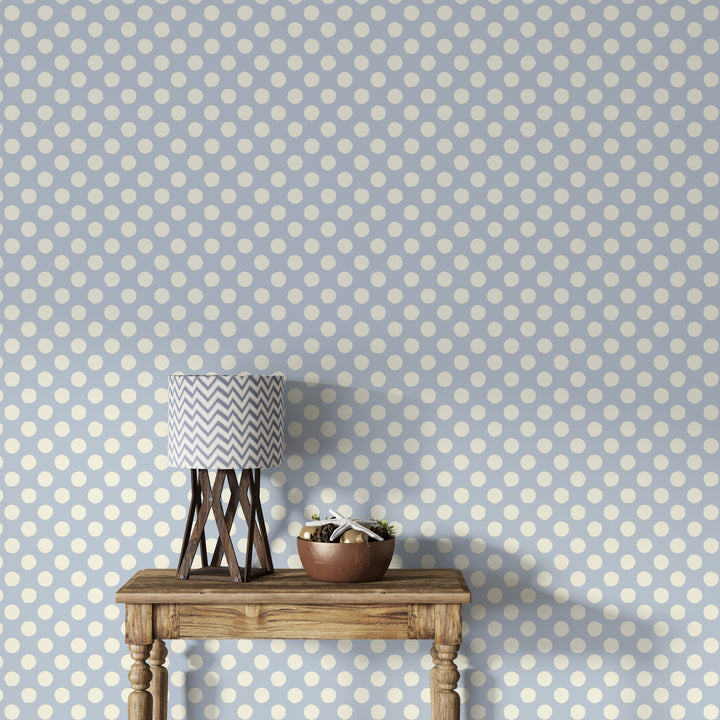 Papel pintado Topos Irregulares Azul Claro Crema M
