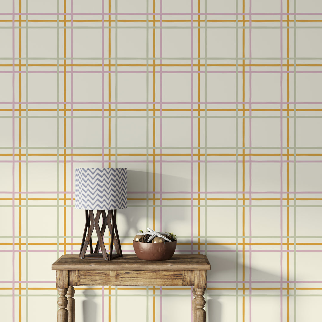 Papel pintado Cuadros Finos Rosa Naranja Verde Claro L