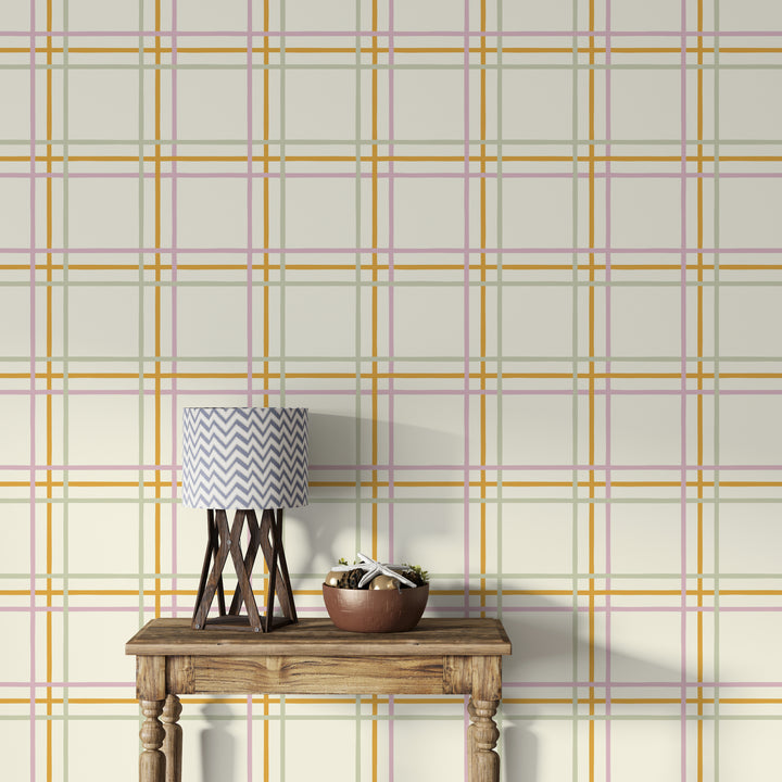 Papel pintado Cuadros Finos Rosa Naranja Verde Claro L